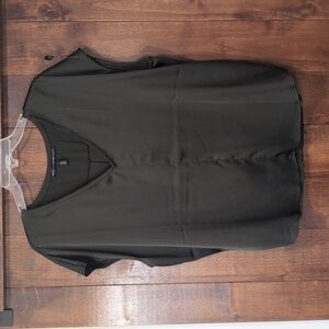 Boxy V-Neck Woven Front Top